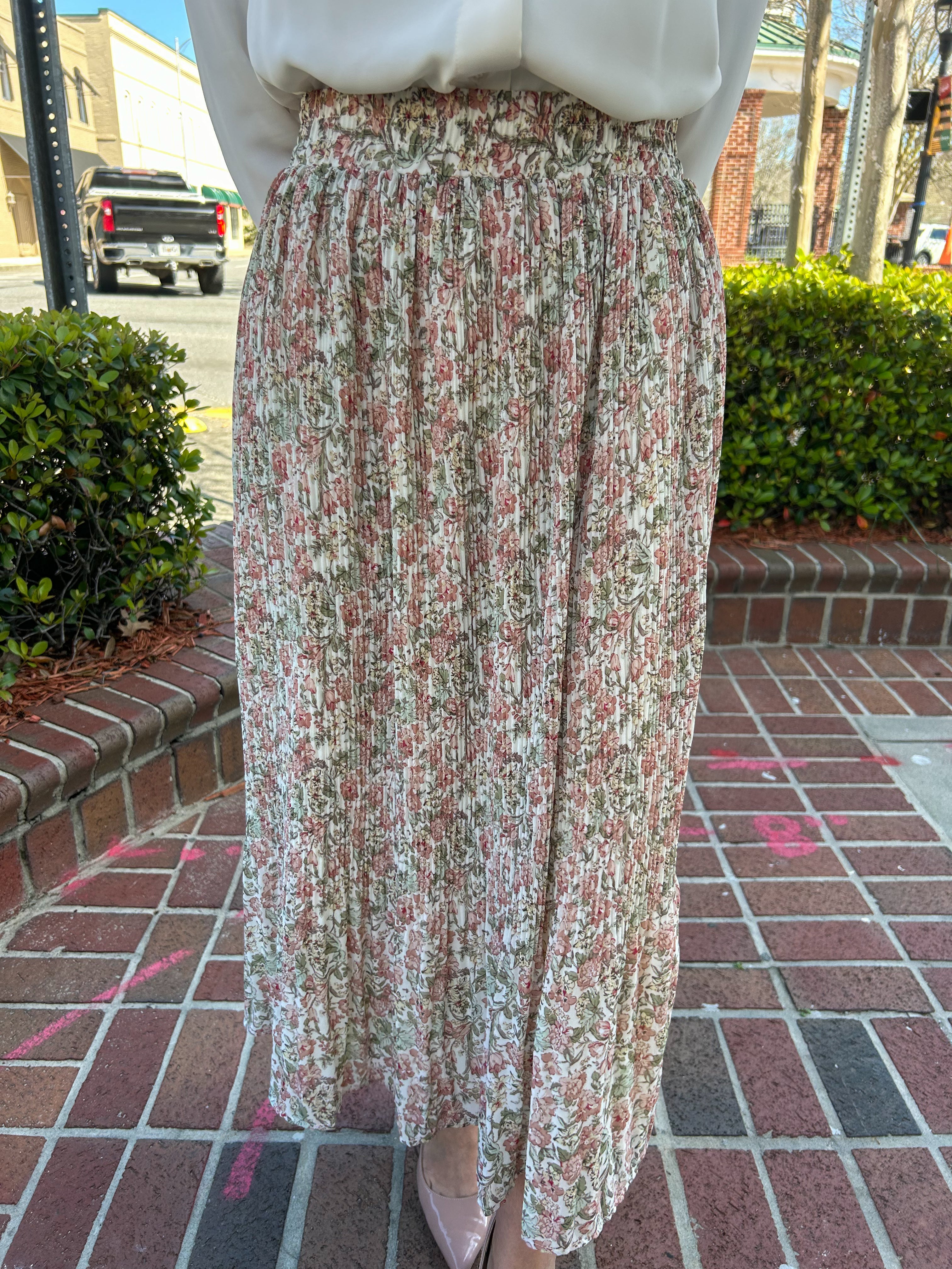 “A Perfect Spring Day” Midi Skirt in Pink