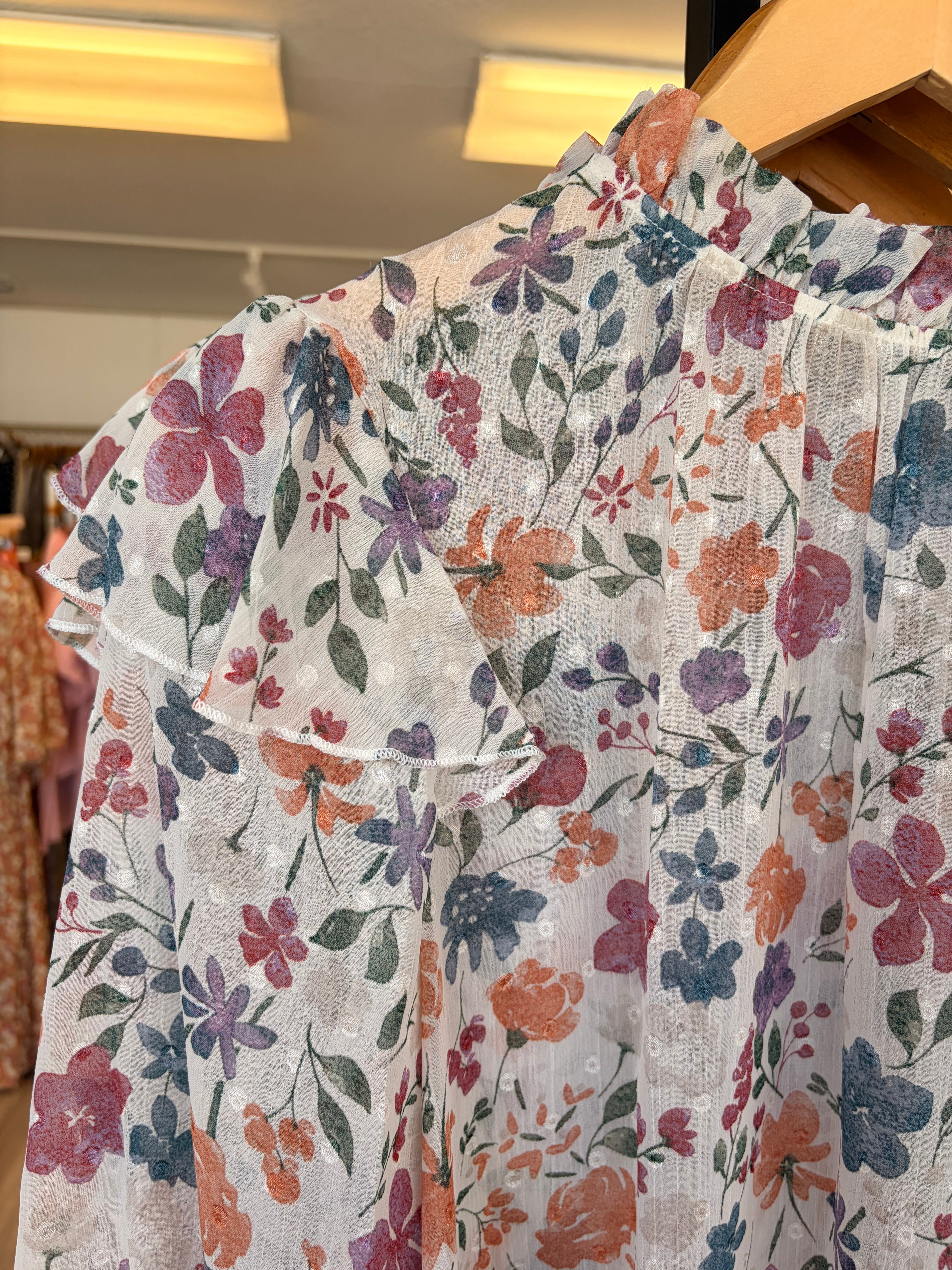 “Bloom and Breeze” Sheer Top in White