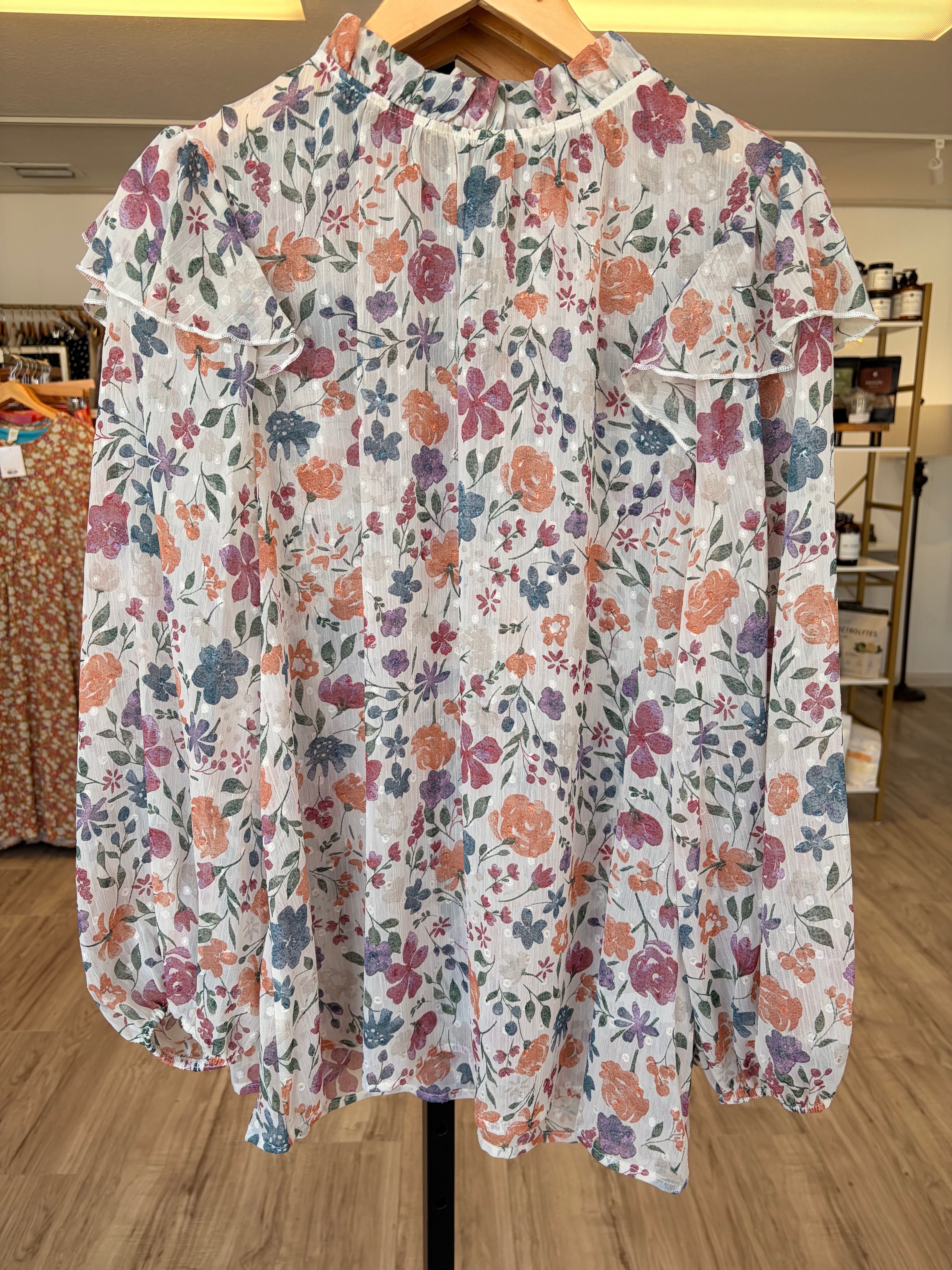 “Bloom and Breeze” Sheer Top in White