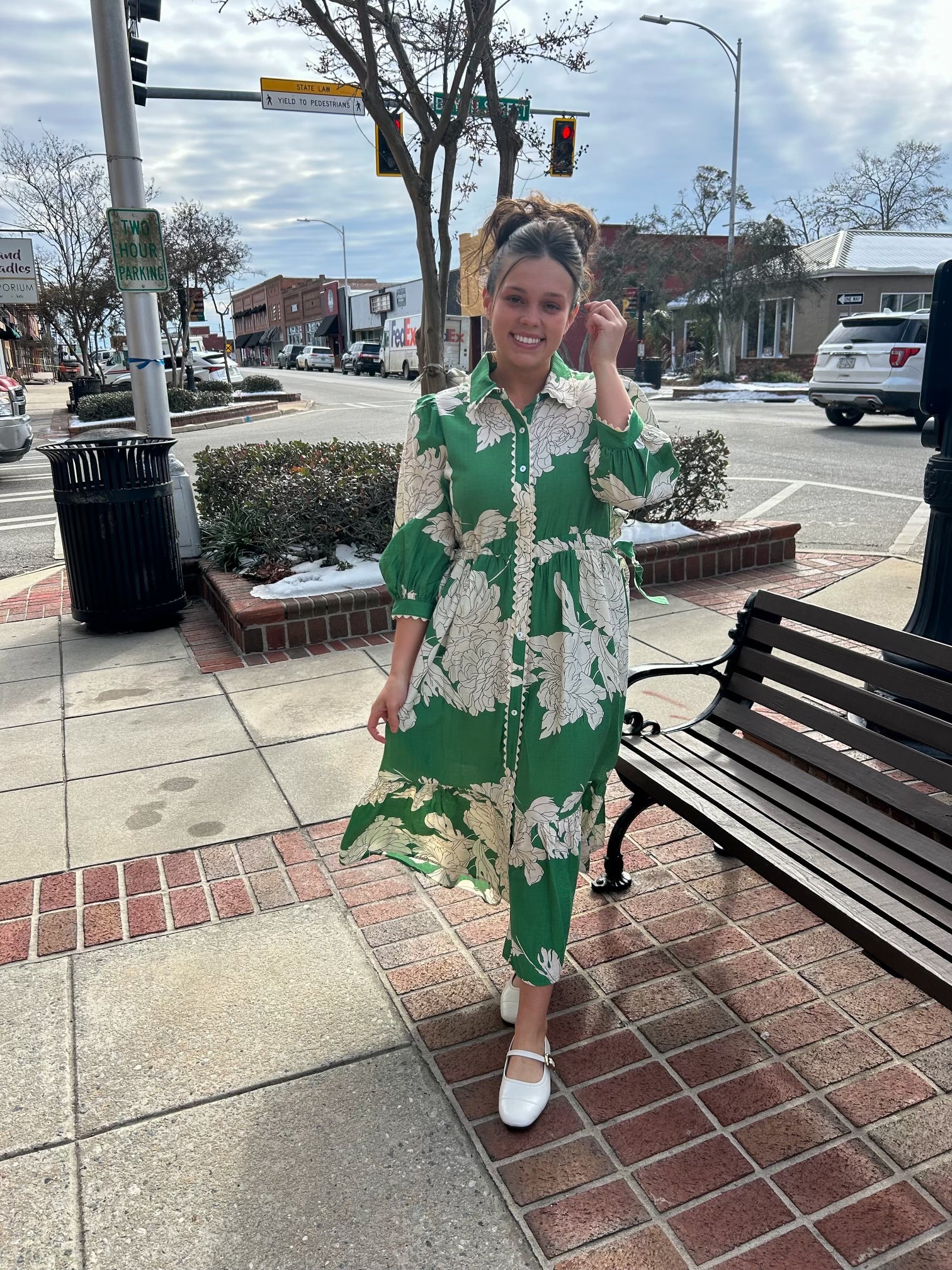 “Garden Party” Midi Dress in Green