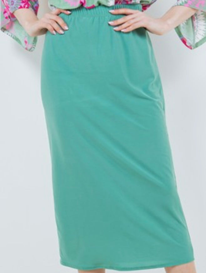 Classic Long Plus Pencil Skirt in Sage