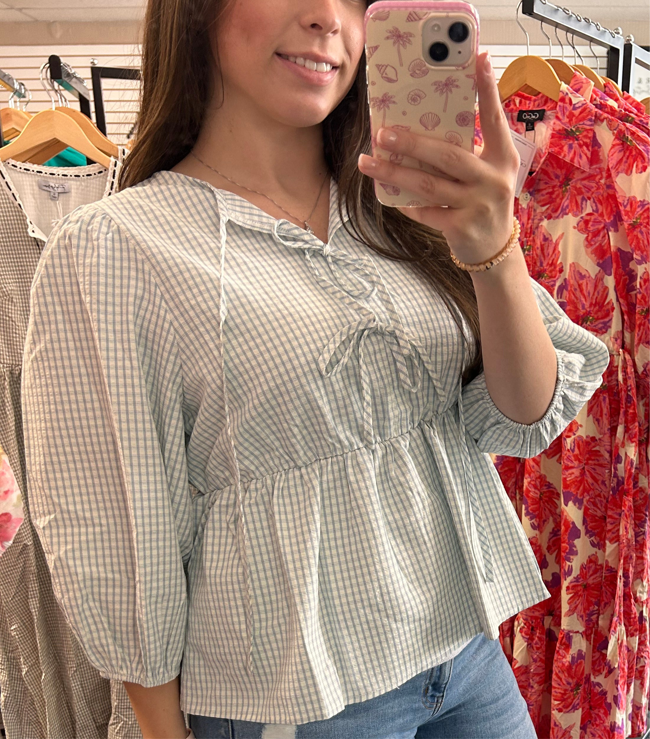 “Morning Mist” plus peplum top in blue