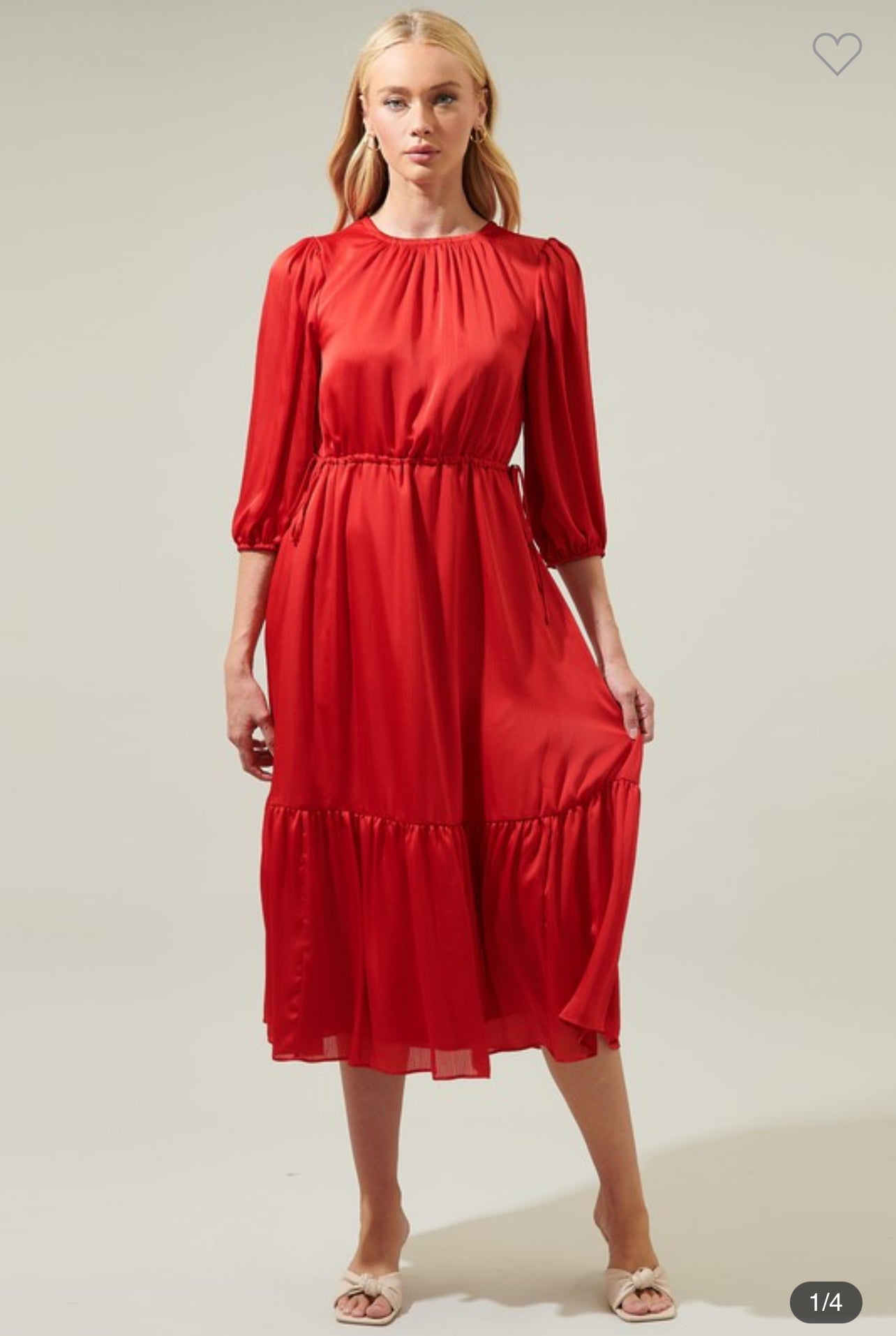 “Under the Mistletoe” Plus Midi Dress in Red