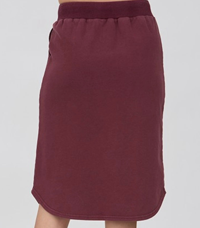 “Casual Saturday” Drawstring Skirt in Plum