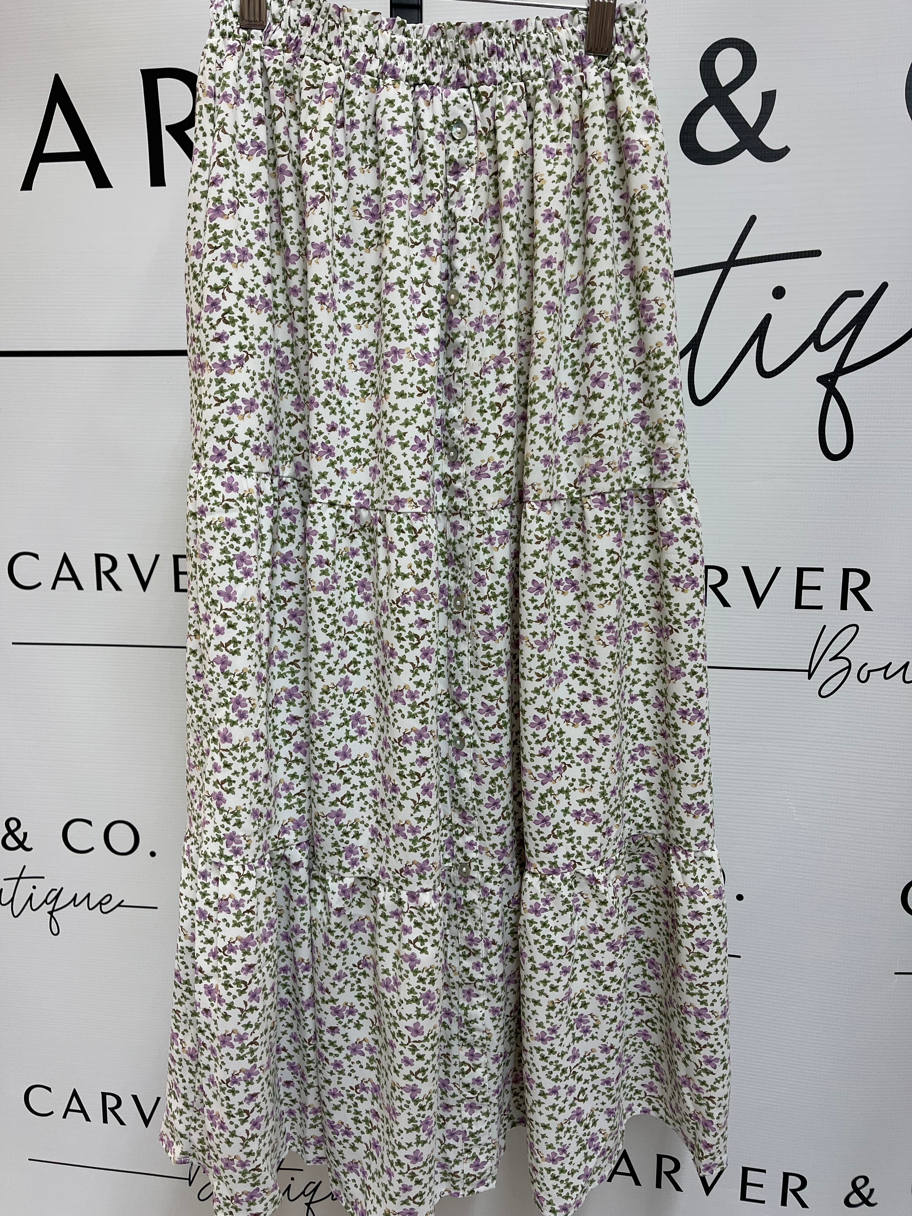 “For the Love of Lavender” floral maxi skirt