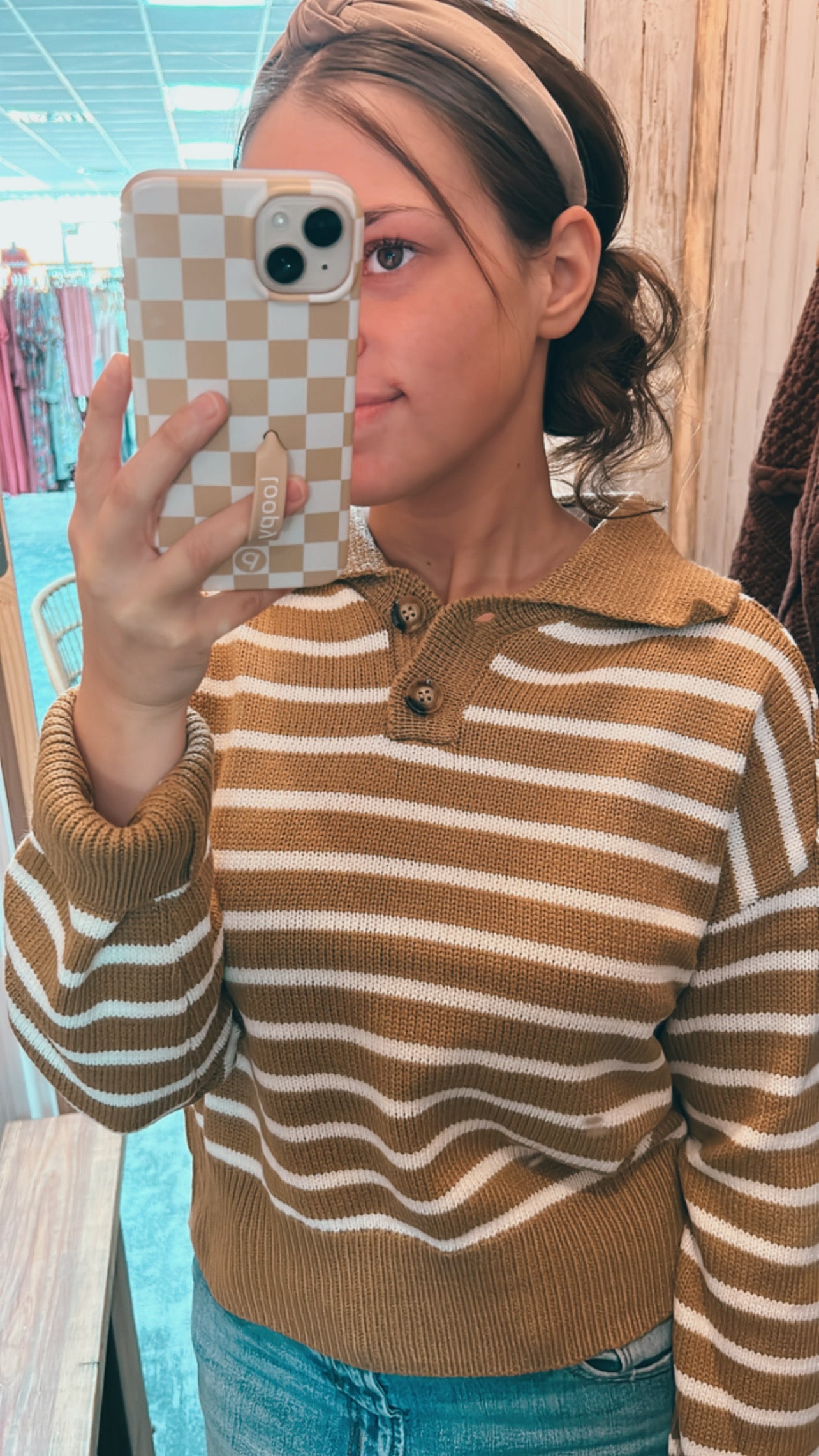 “Loved By You” Striped Button Up Sweater