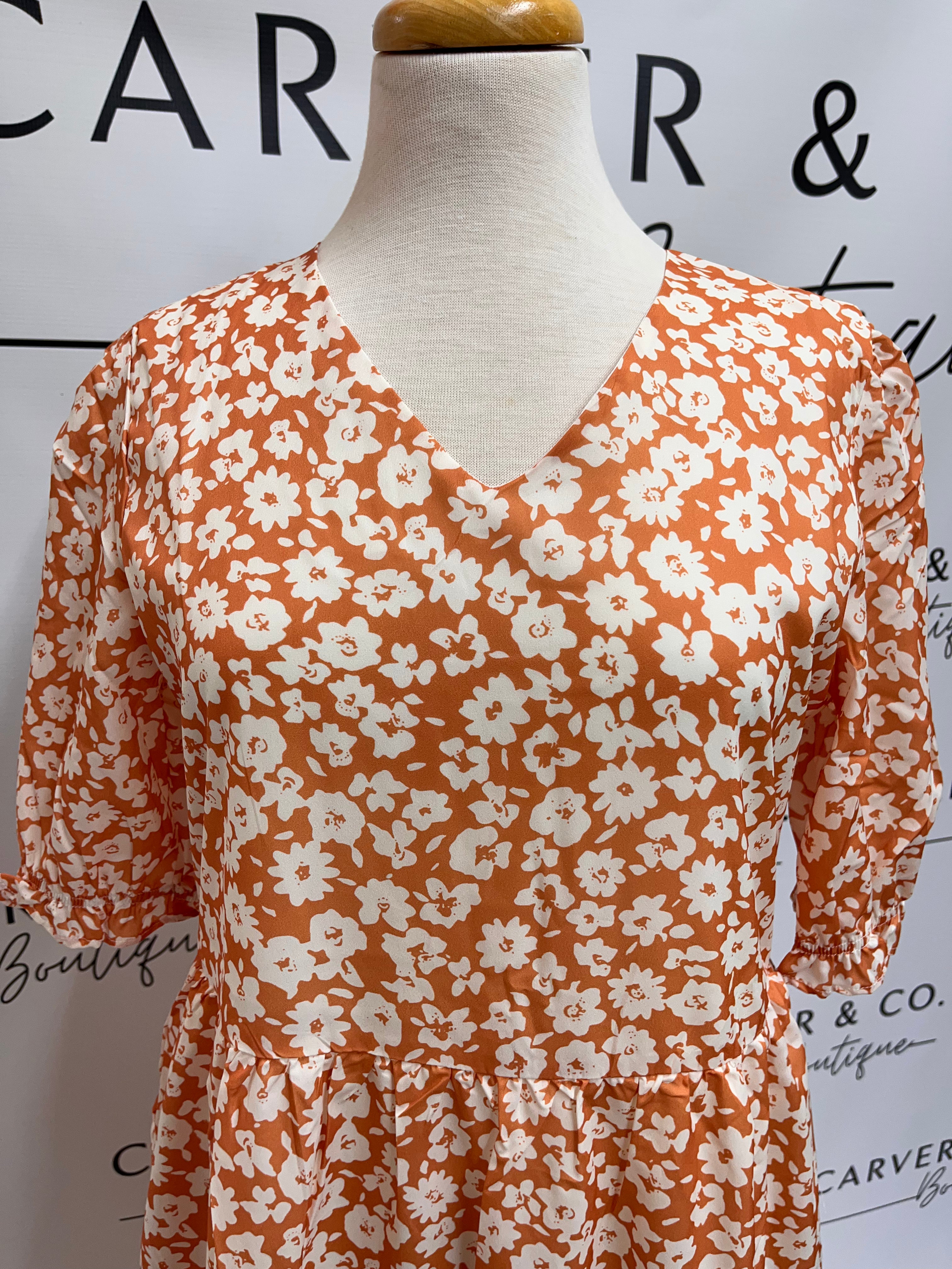 "Orange is the Happiest Color" Floral Dress in Orange