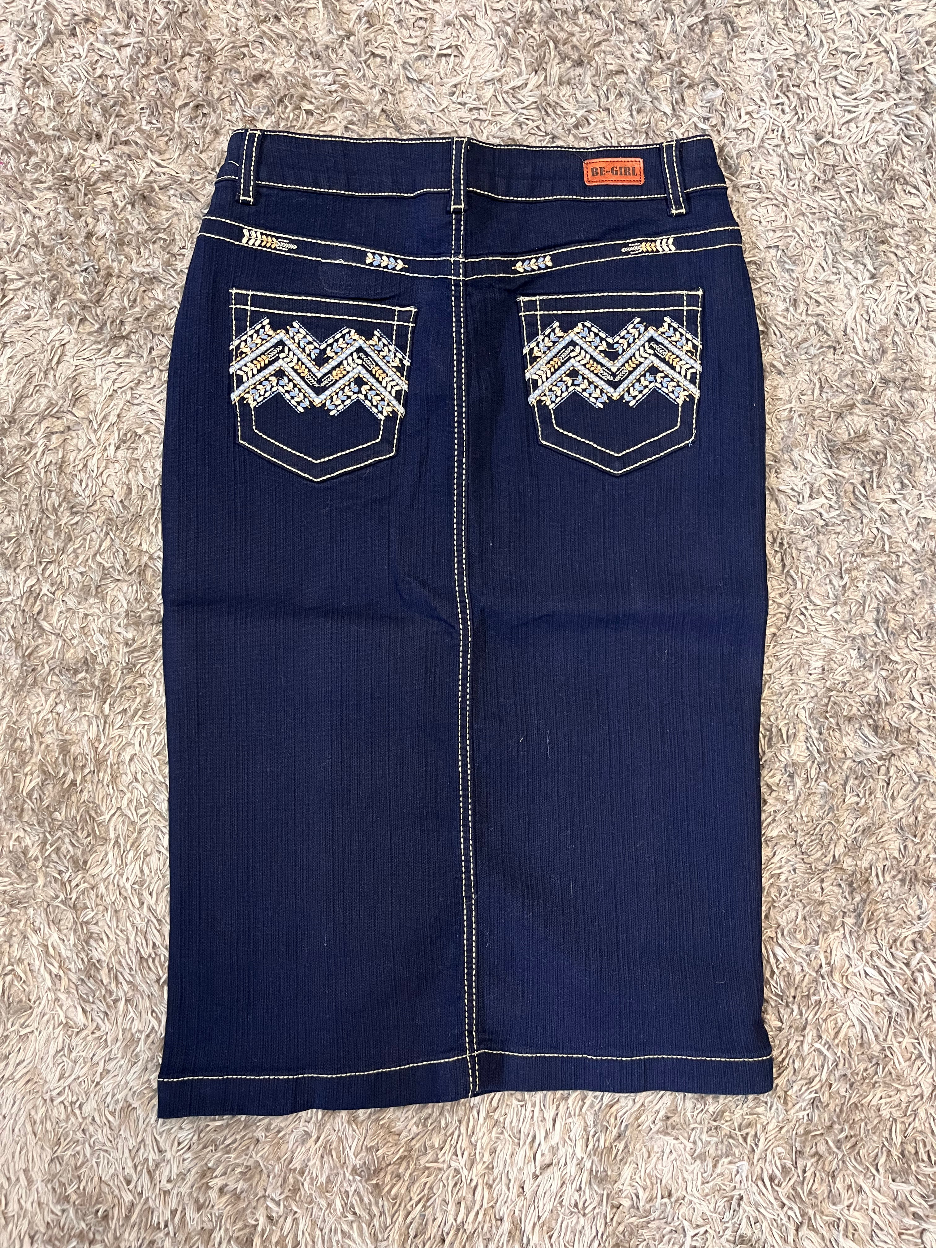 “Kaylee Faith”  Textured Midi Denim Skirt