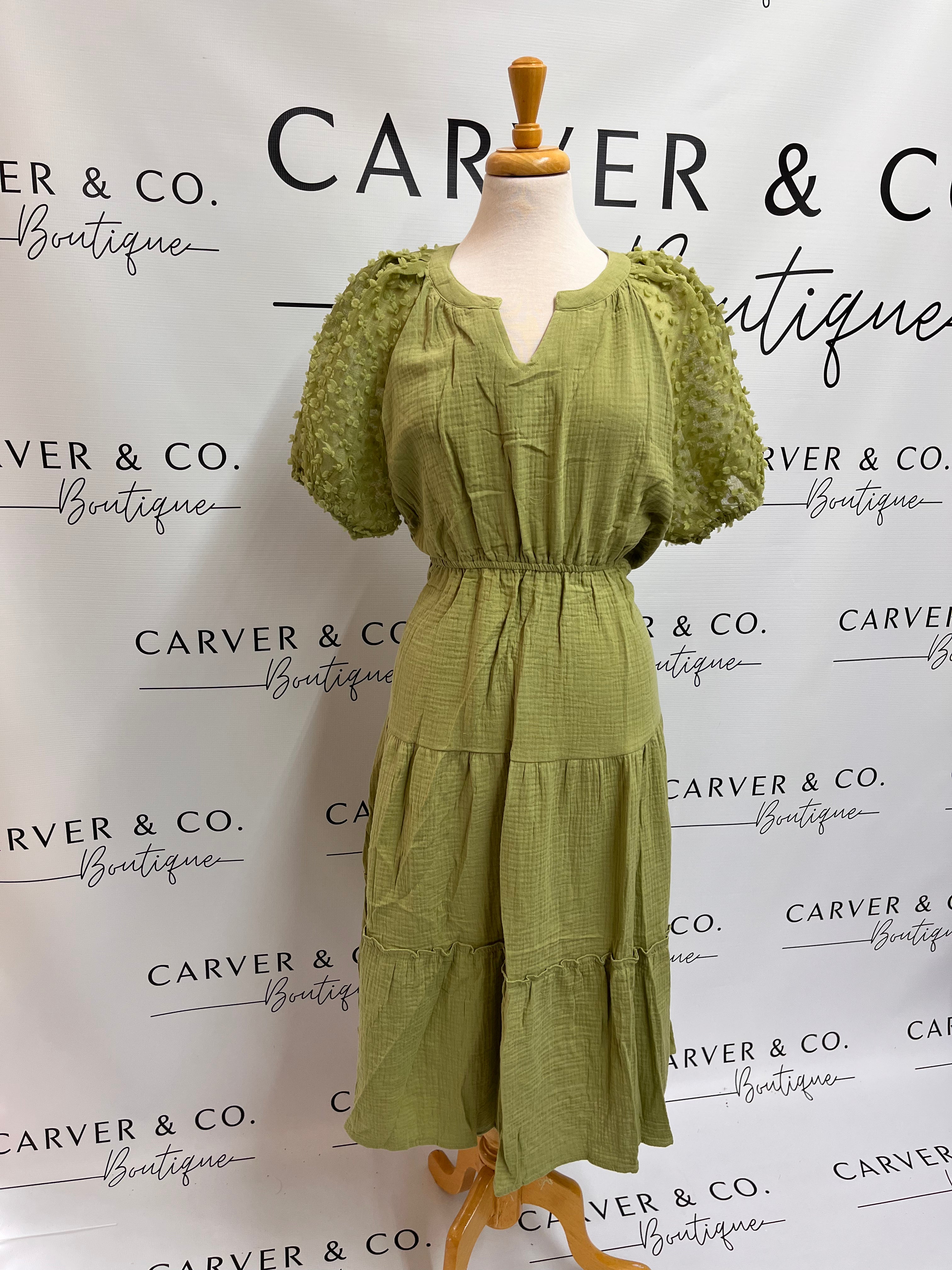 "Happiest Thoughts" Plus Dress in Green