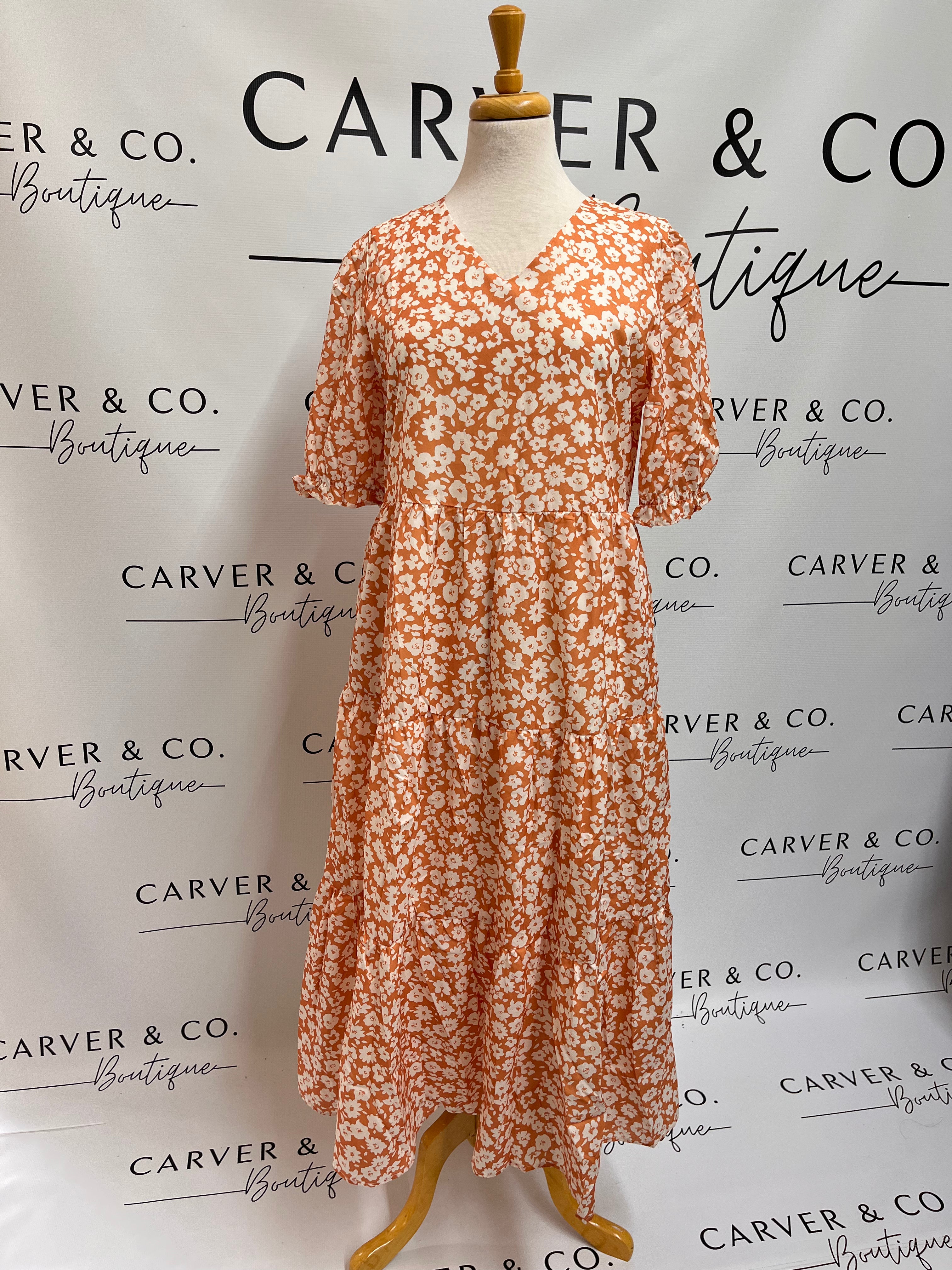 "Orange is the Happiest Color" Floral Dress in Orange