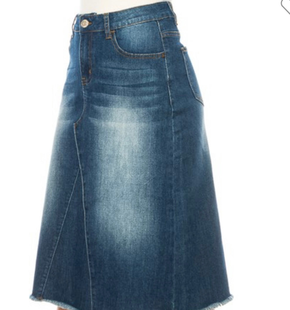 “Lindi Kate” Midi Denim Skirt