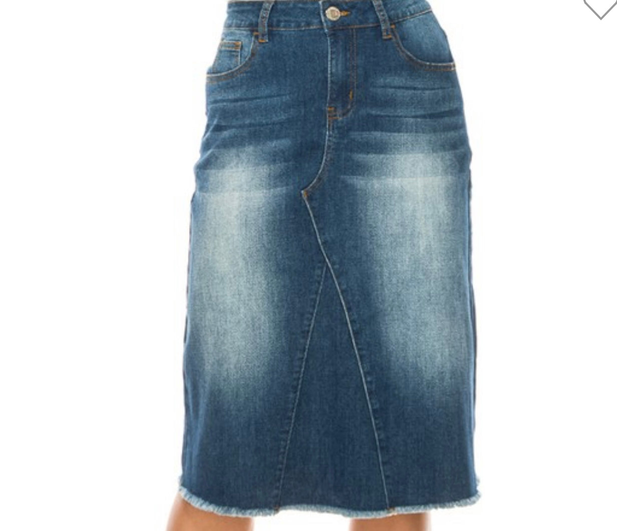 “Lindi Kate” Midi Denim Skirt