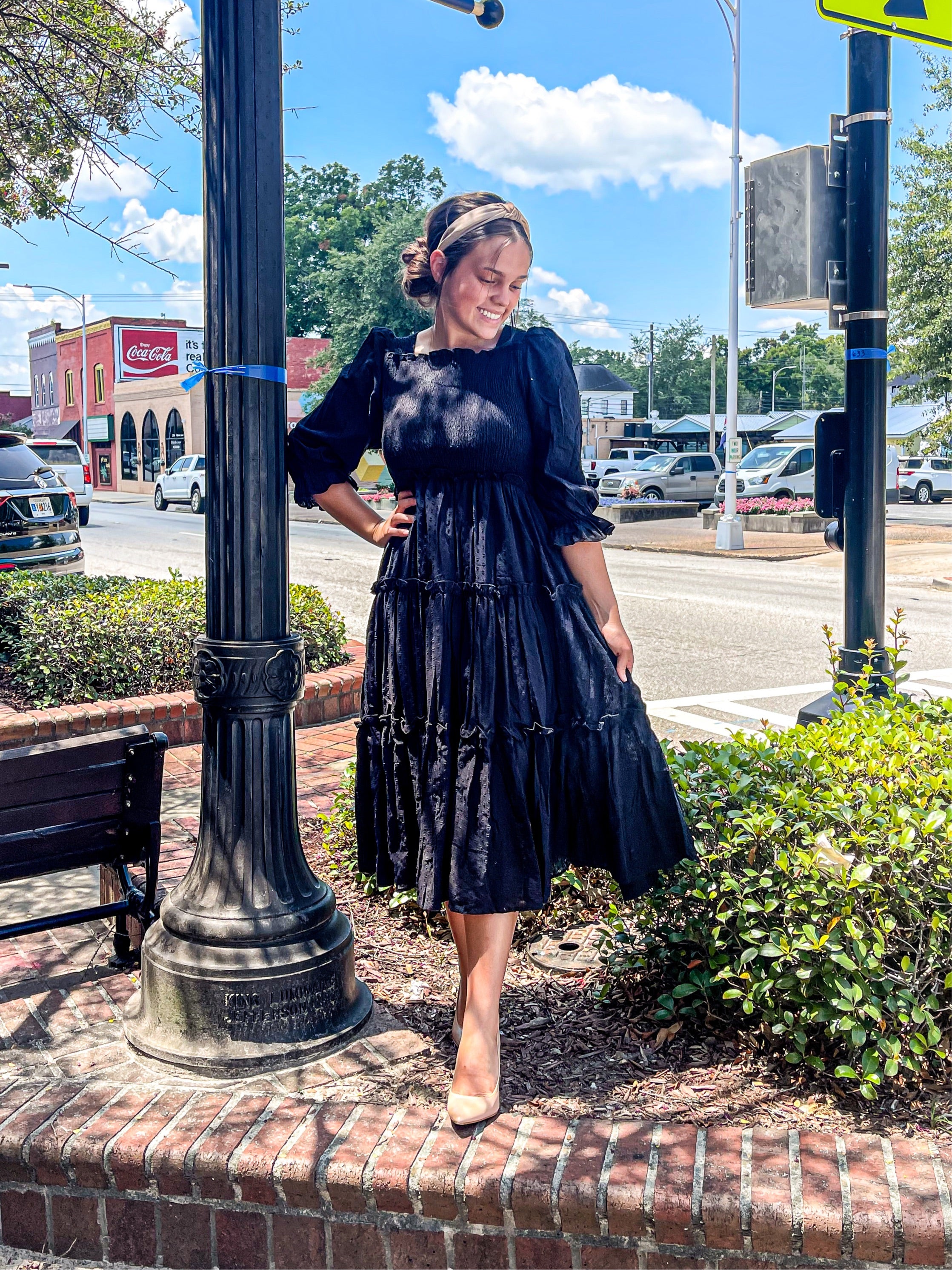 “Summer Wishes” Midi Dress in Black