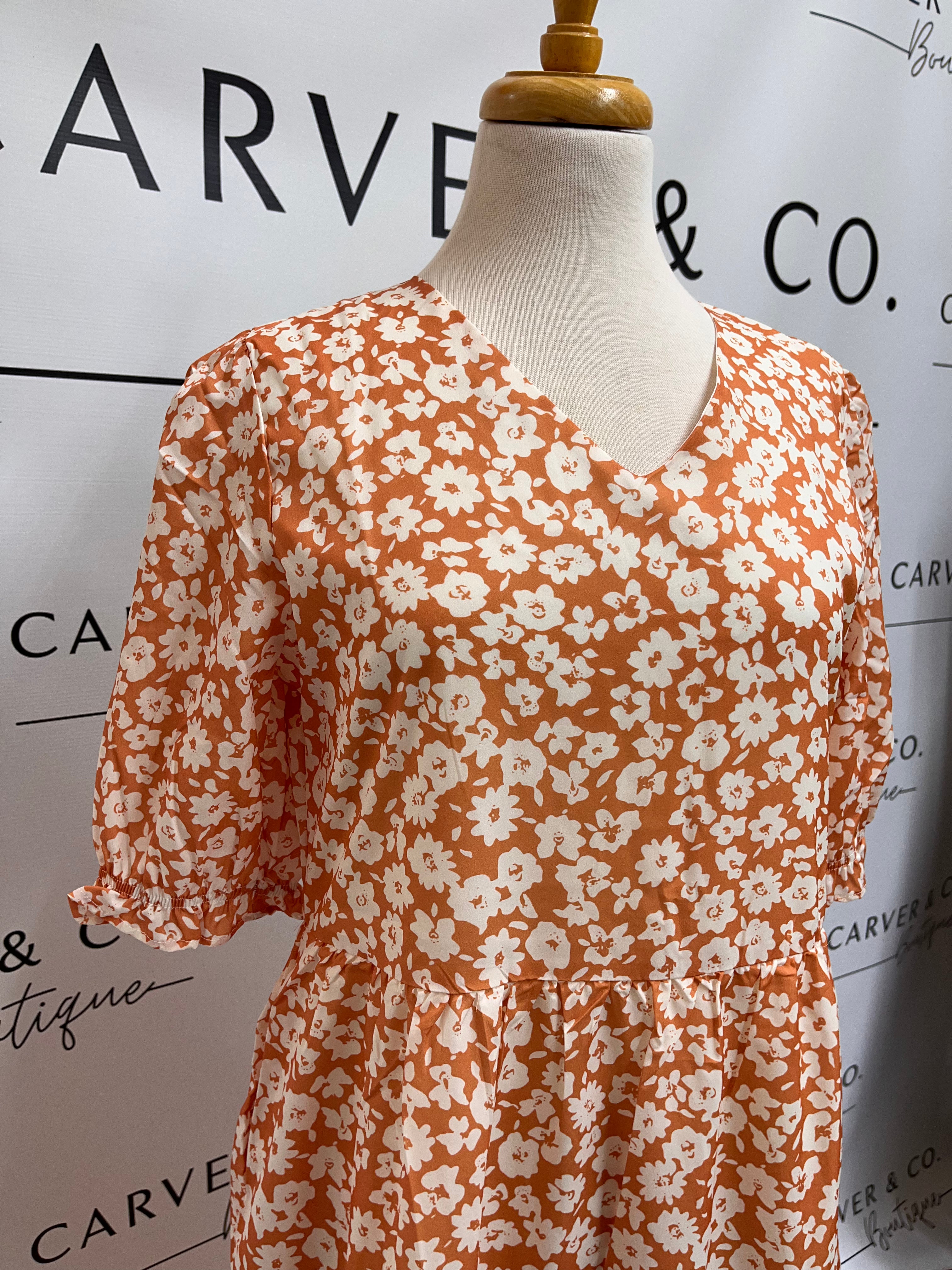 "Orange is the Happiest Color" Floral Dress in Orange