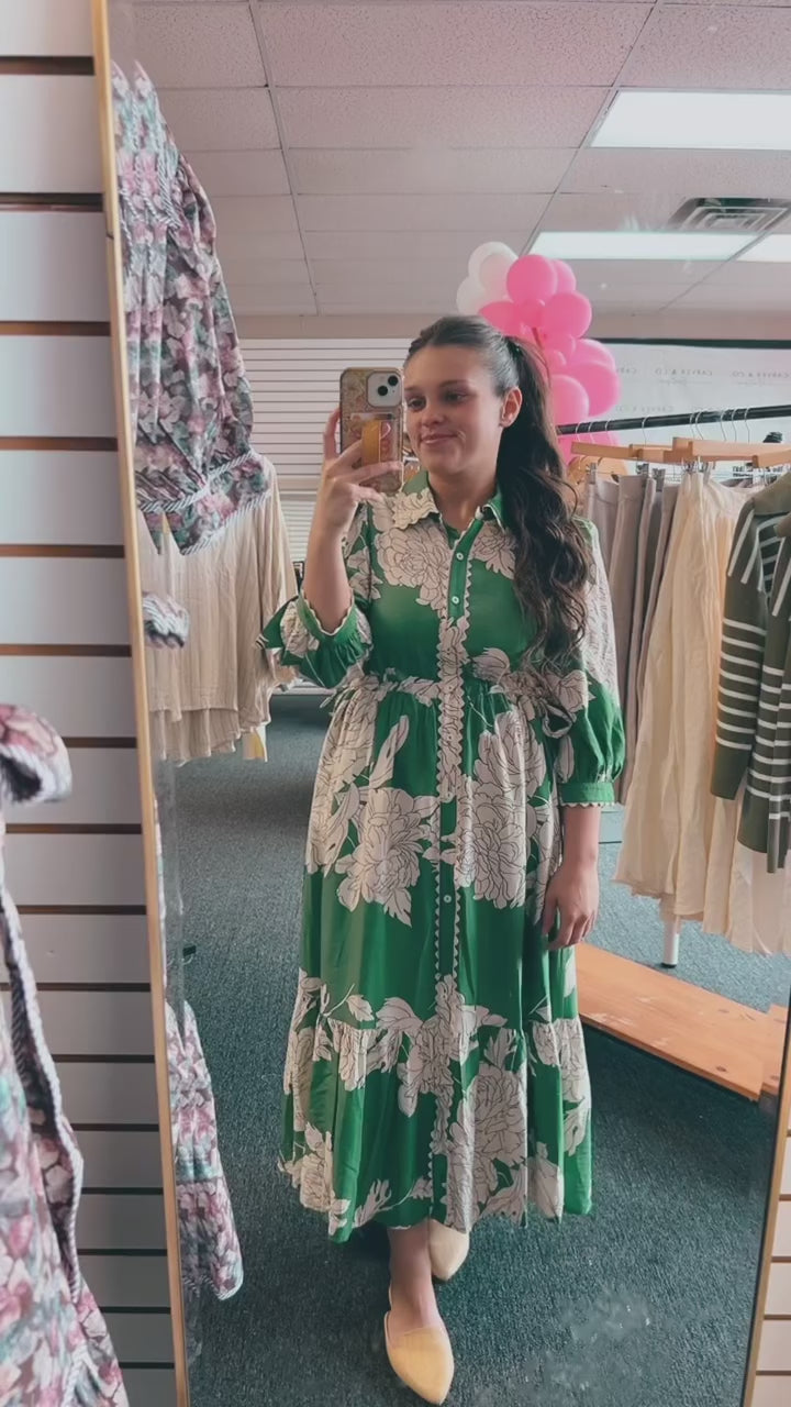 “Garden Party” Midi Plus Dress in Green