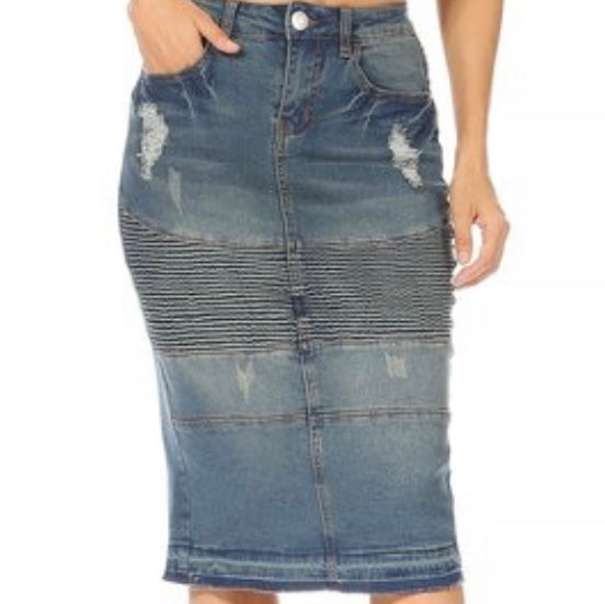 “Clara Lane” Vintage Midi Denim Skirt