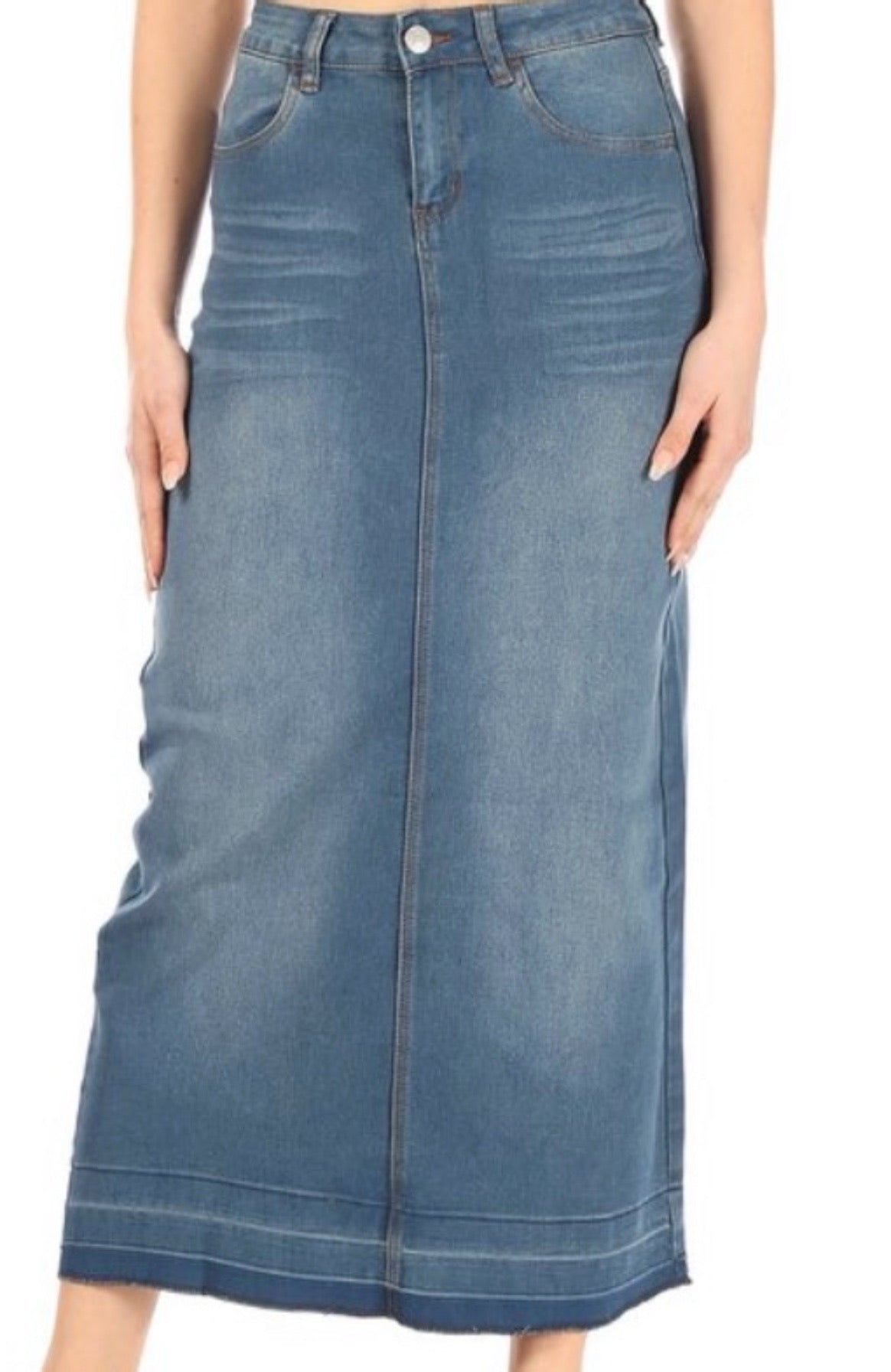 "Natalie" Long Vintage Denim Skirt