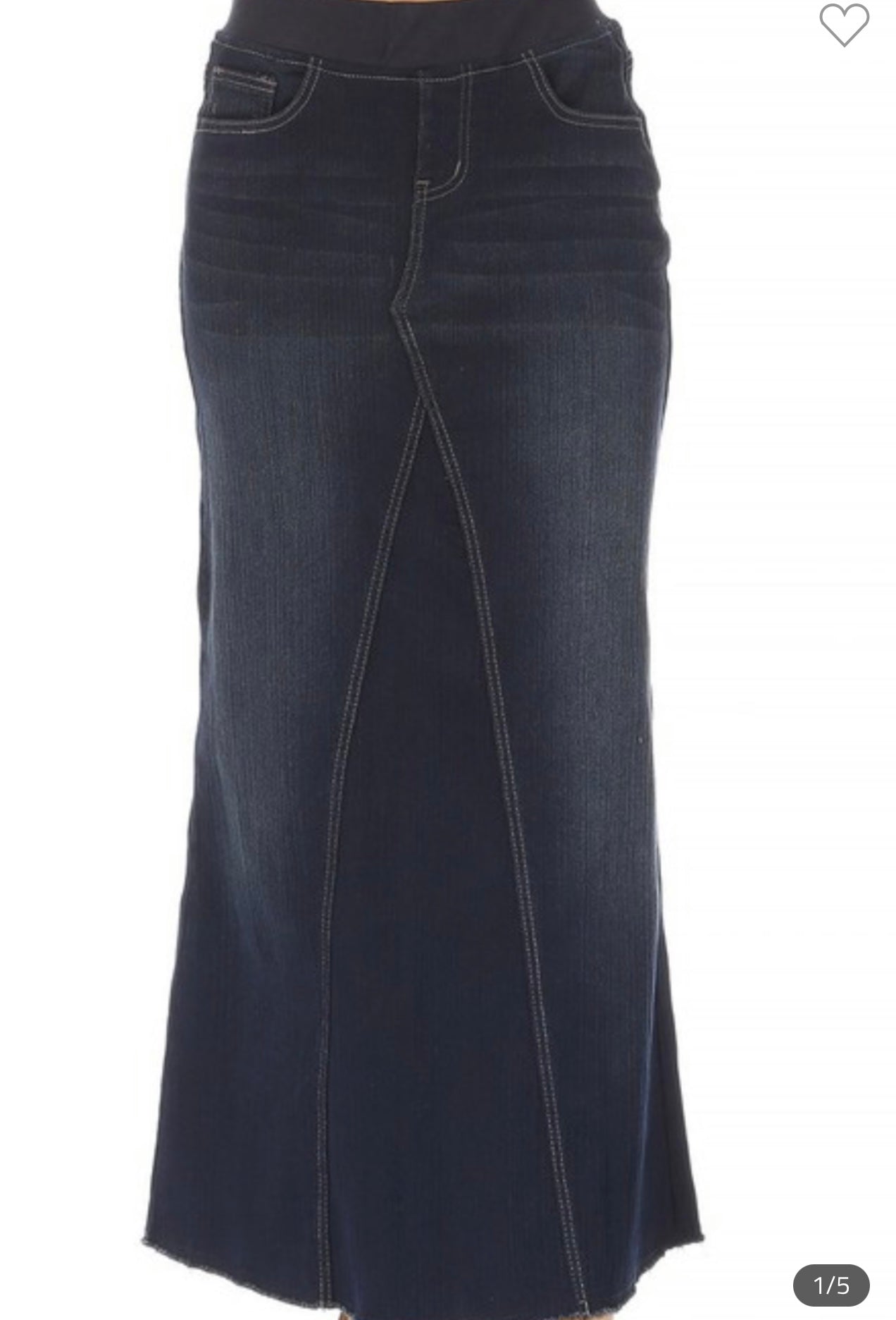 “Ellie Mae” Long Plus Dark Denim Skirt