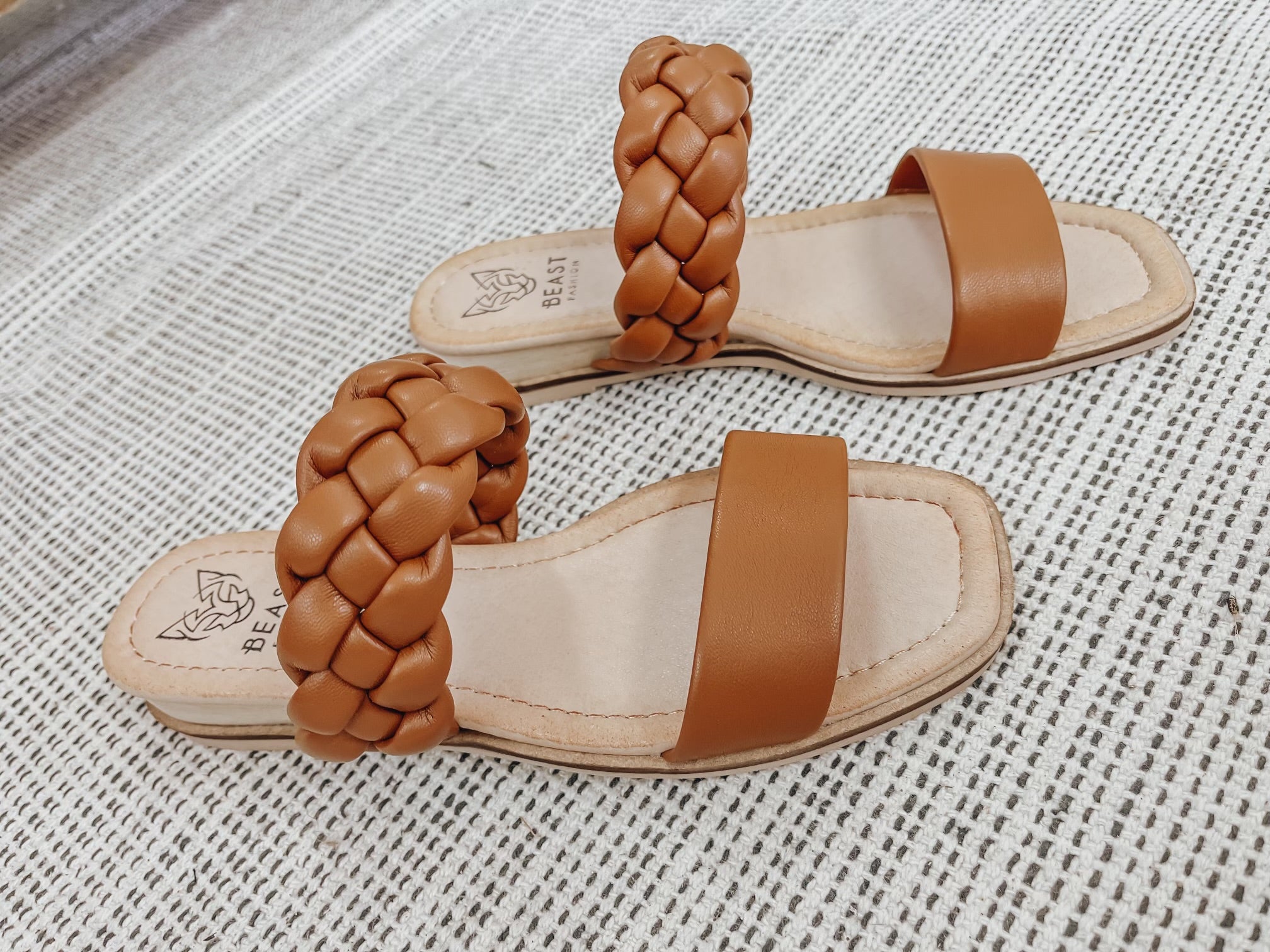 “Sweet Summertime” Braided Slides in Camel