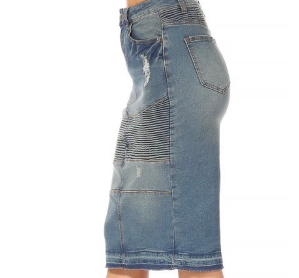“Clara Lane” Vintage Midi Denim Skirt