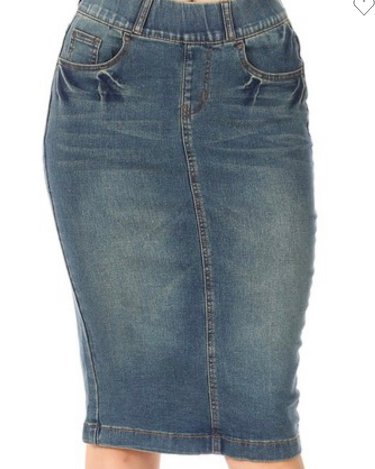 “Ellie Rae” No Back Pockets Midi Denim