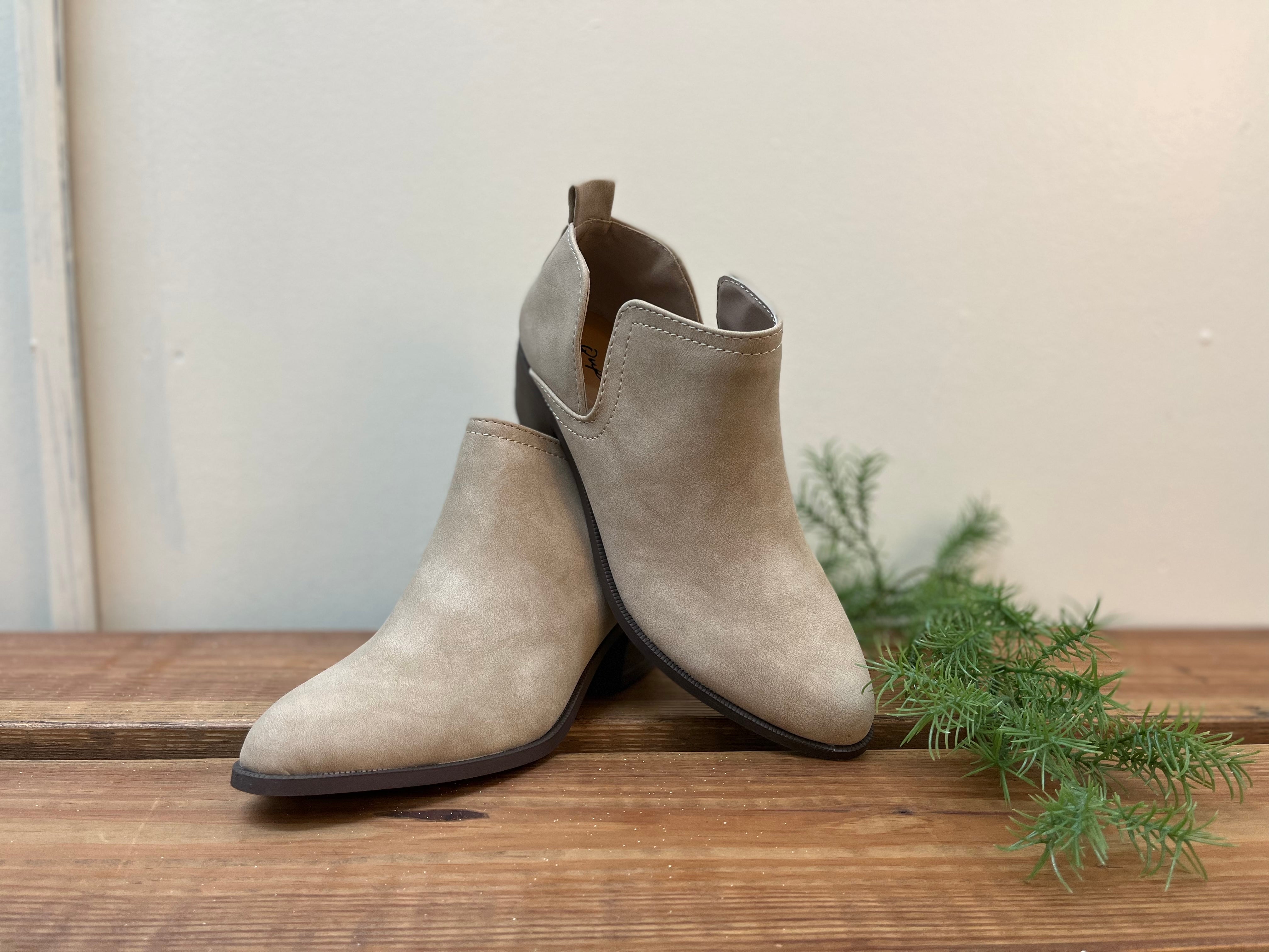 “Country Roads Take Me Home” Booties in Taupe