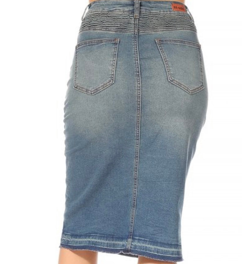 “Clara Lane” Vintage Midi Denim Skirt