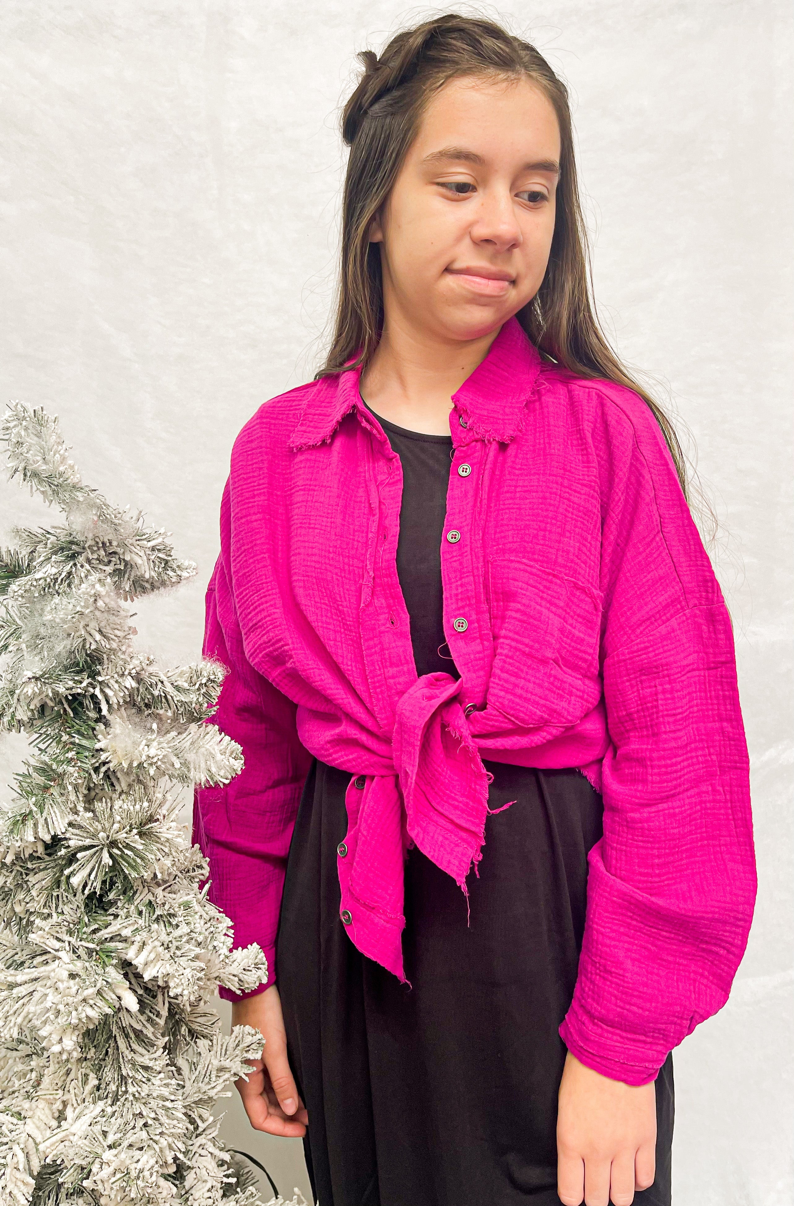 “O Holy Night” Button Up in Pink