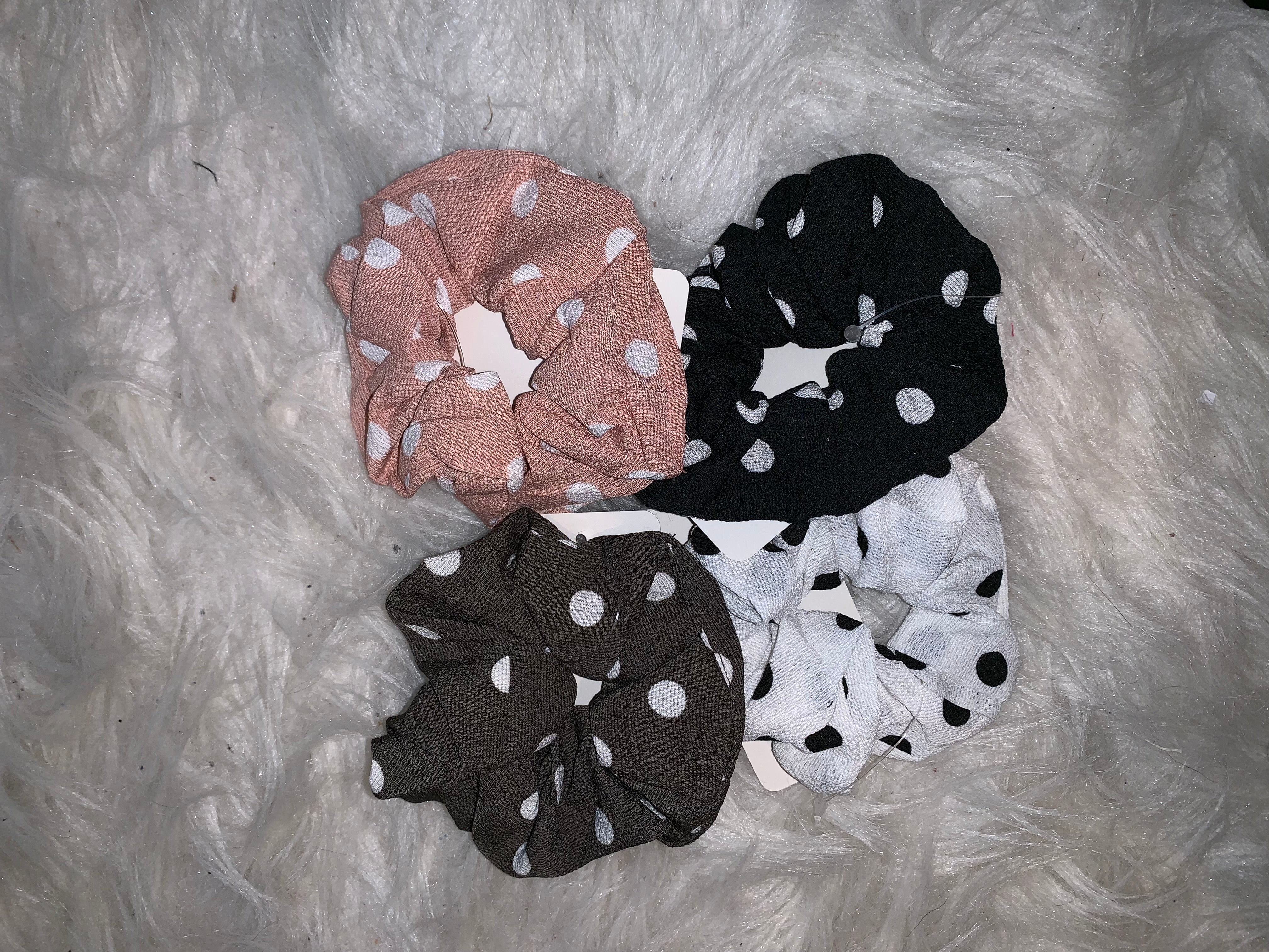 Hair Scrunchie:  Black with white dots