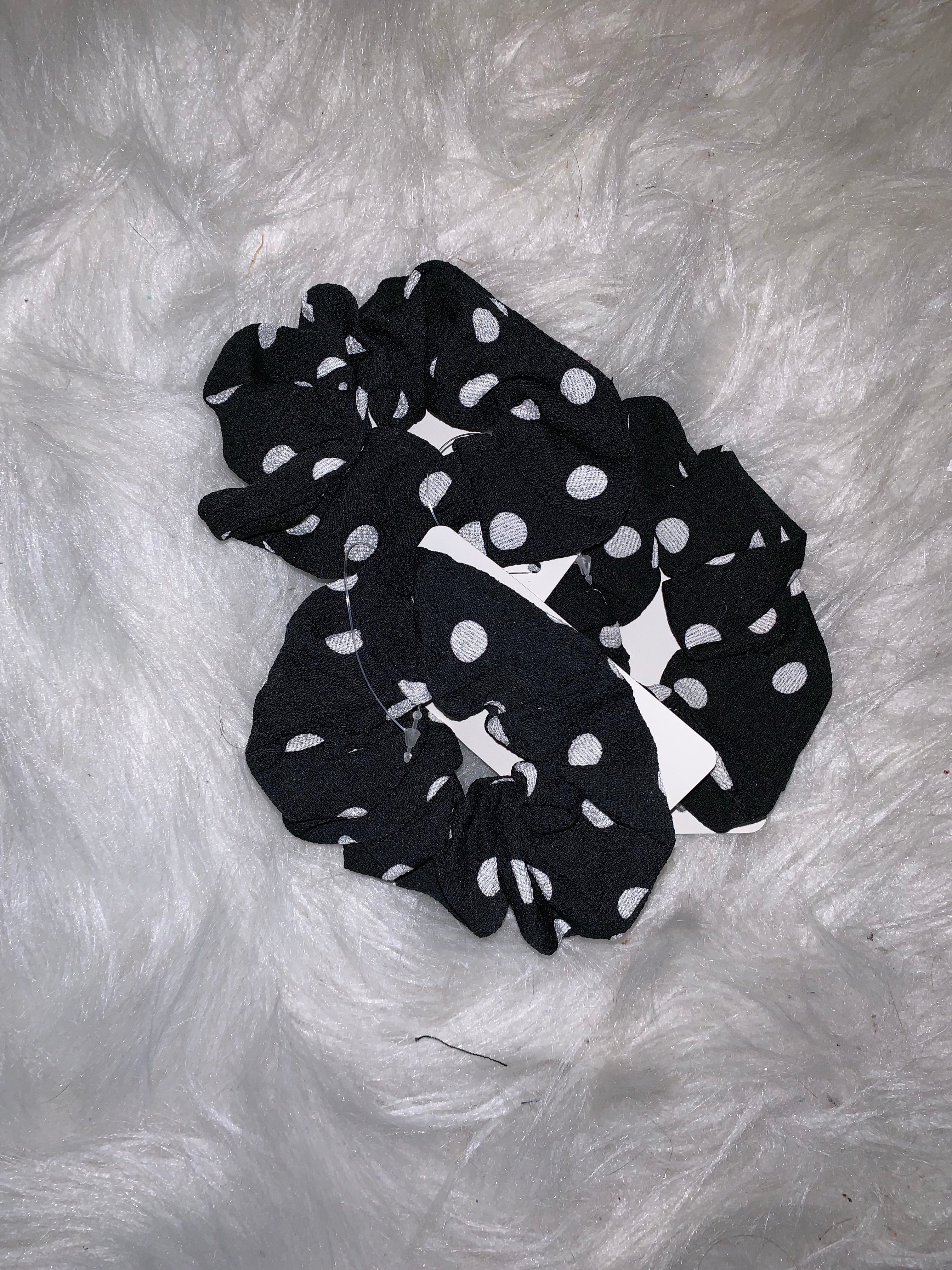 Hair Scrunchie:  Black with white dots